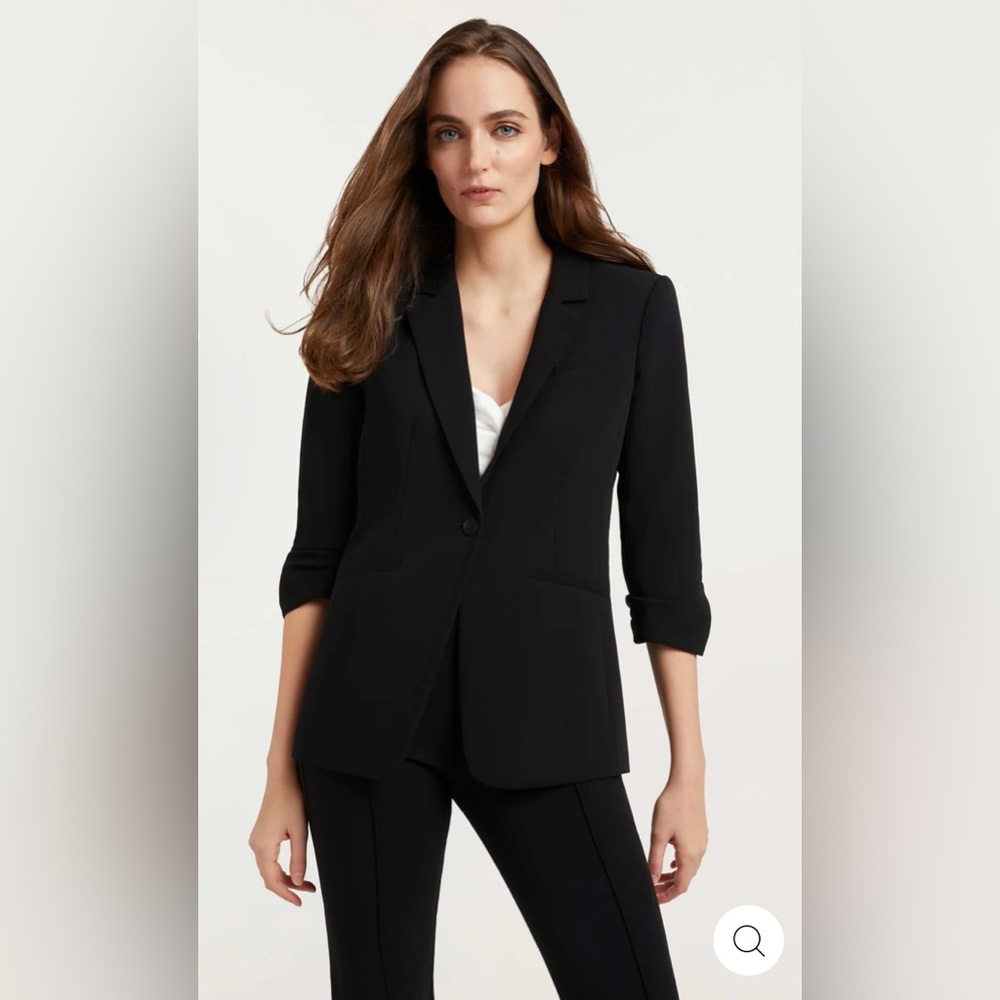 Cinq à Sept Blazer, Black, Ruffle Embellishment & Pointed Collar